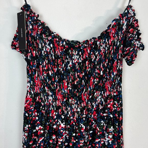 Lulu's Maxi Dress XL Black Floral Off the Shoulder Maxi Side Slits Romantic New - Picture 10 of 15